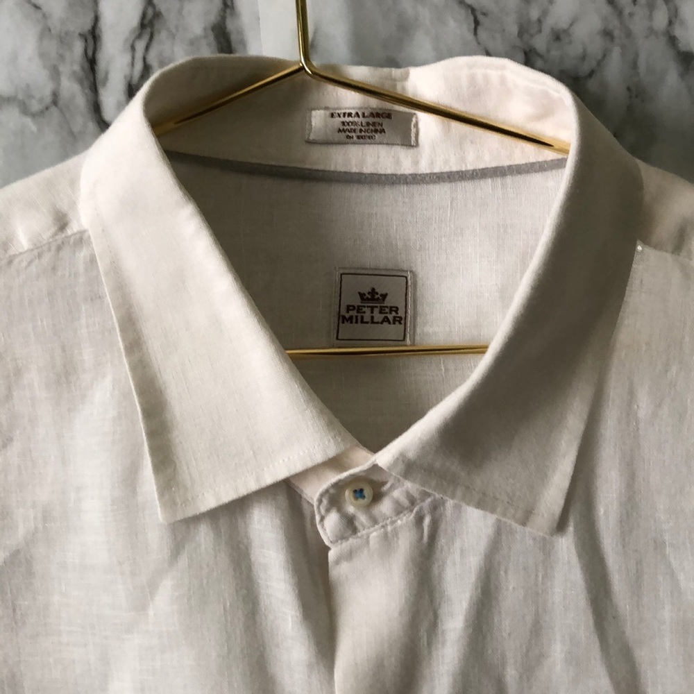 White Linen Long Sleeve Button Down